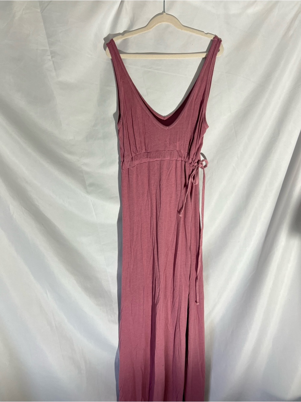NWT Women’s HARD TAIL Rayon Bamboo/Cotton Pink* Empire Waist Tie Maxi Dress